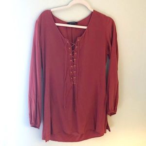 Silk lace up blouse